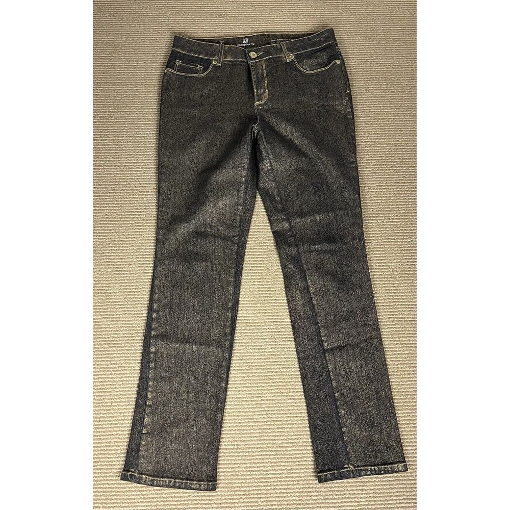 Liz Claiborne Jeans 6P Gold Straight Leg Dark Stretch Flat Front Denim Womens